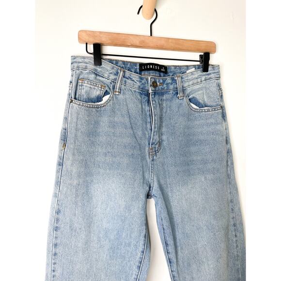 Lioness Alabama Split Leg Baggy Jeans Small Blue Trendy Fall Slouchy Denim - Picture 6 of 12